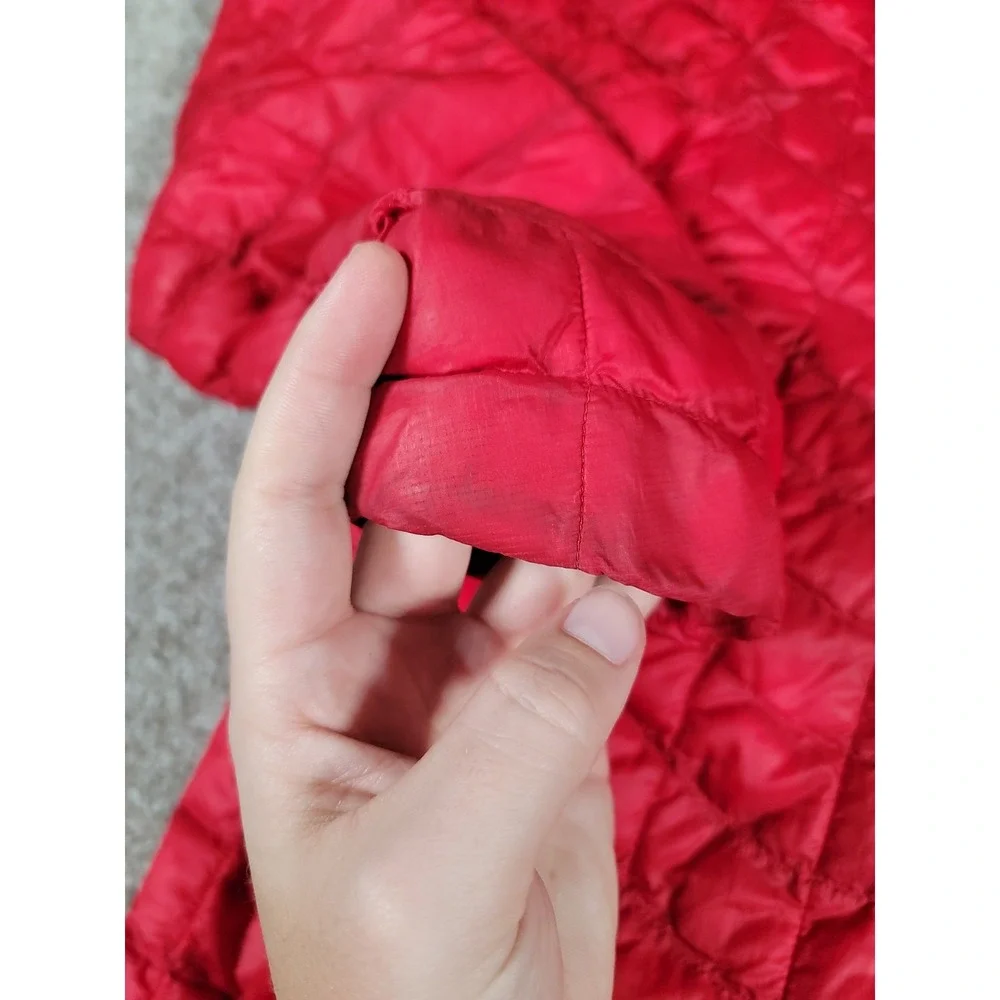 The North Face Thermoball Jacket Hoody Medium Red Quilted Puffer Mens Full Zip